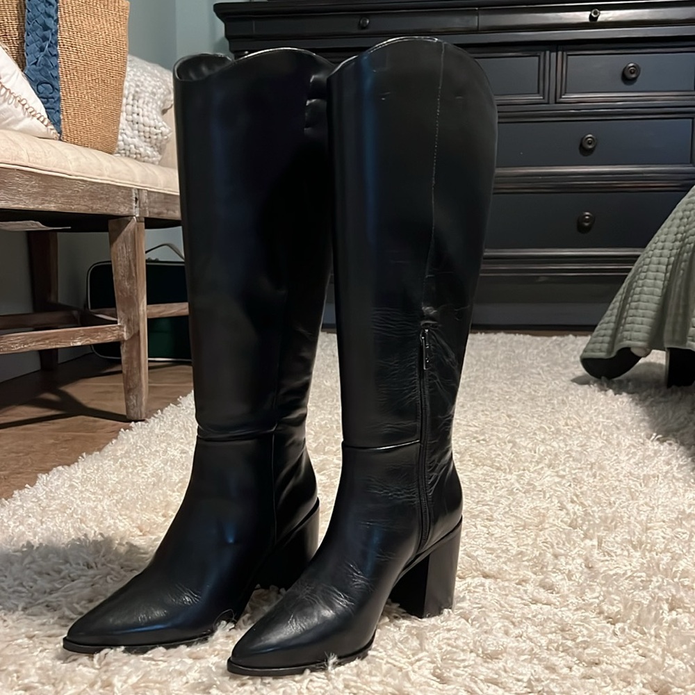 Never worn - Sarto Franco Sarto Womens Ticada Black Leather Knee-High Boots